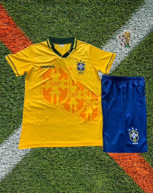 Brazil 1994 Home Jersey  – World Cup Classic Yellow Umbro Vintage Kids Football Shirt
