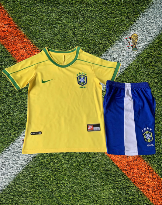 Brazil 1998 Home  World Cup Final Retro Soccer Jersey – Iconic Seleção Shirt- Kids Version