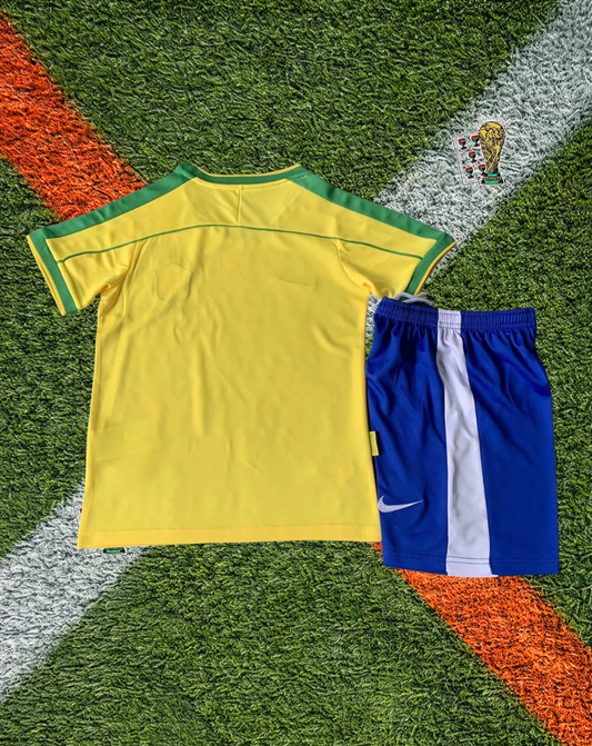 Brazil 1998 Home  World Cup Final Retro Soccer Jersey – Iconic Seleção Shirt- Kids Version