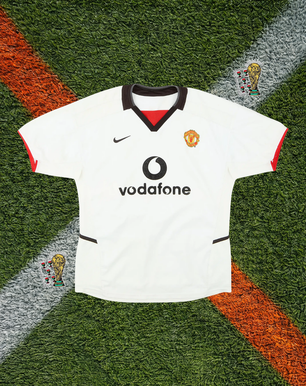 Manchester United 2002–03 Away Beckham #7 – Nike White Retro Football Shirt Vodafone Vintage