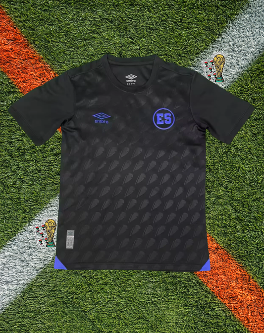 El Salvador 2025/2026  Third Jersey - Stealth Black Metallic Gold Trim Crew-Neck