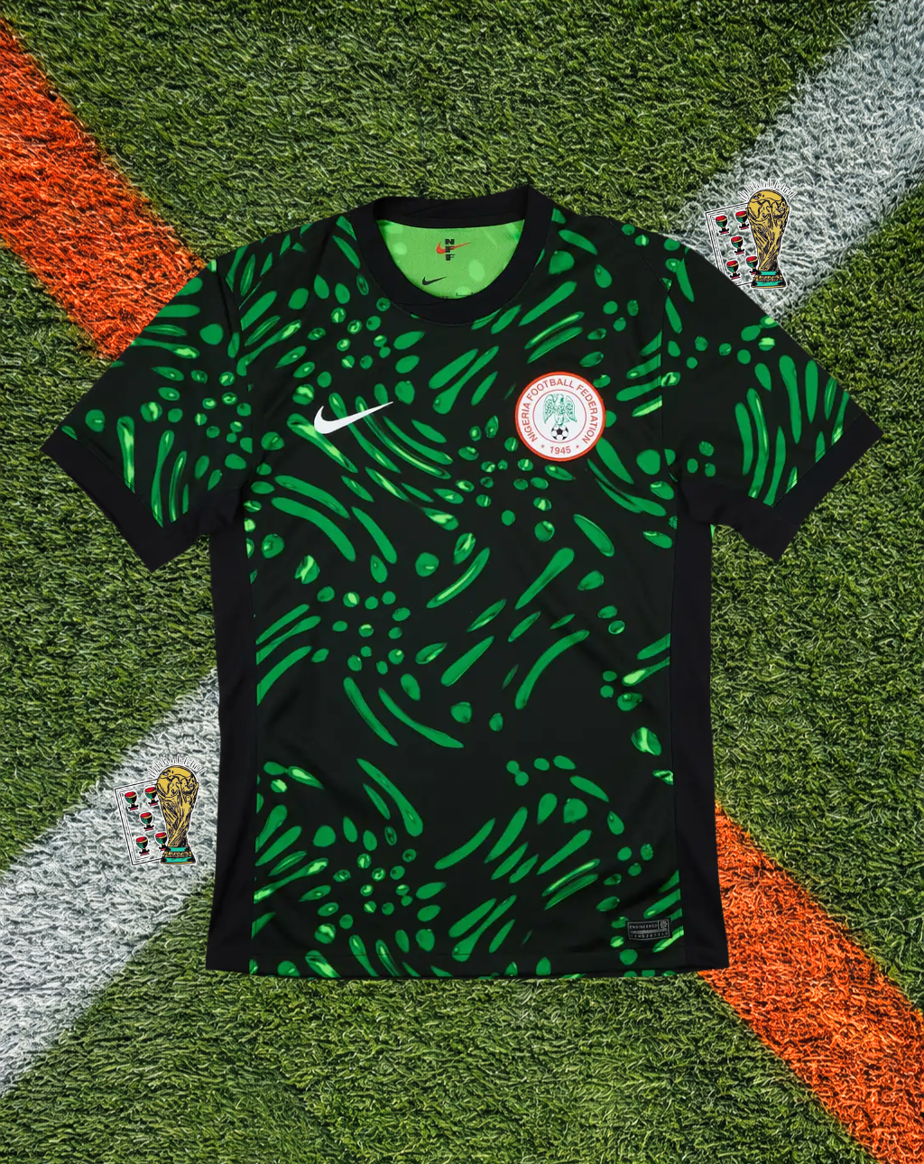 Nigeria 2024 Home Jersey – Forest Green Naija Graphic Print Crew Neck