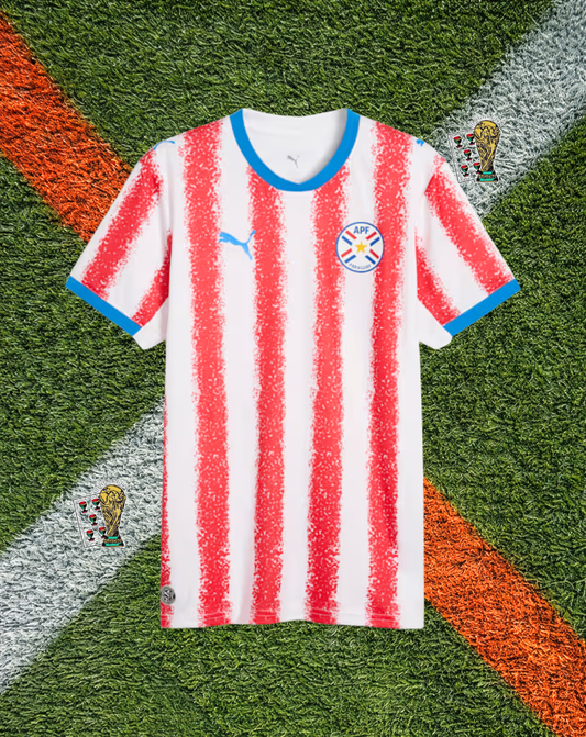 Paraguay 2026 Home Jersey – Classic Red and White Striped V-Neck World Cup Edition