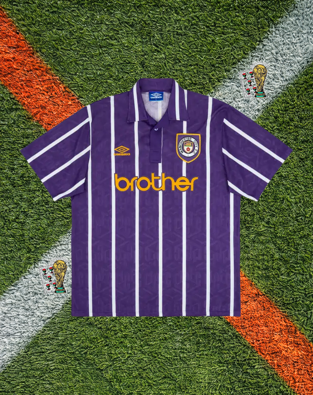 Manchester City 1992-94 Away Jersey – Quinn #9 – Umbro Purple & White