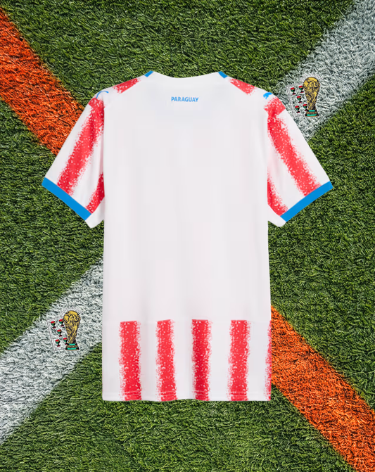 Paraguay 2026 Home Jersey – Classic Red and White Striped V-Neck World Cup Edition