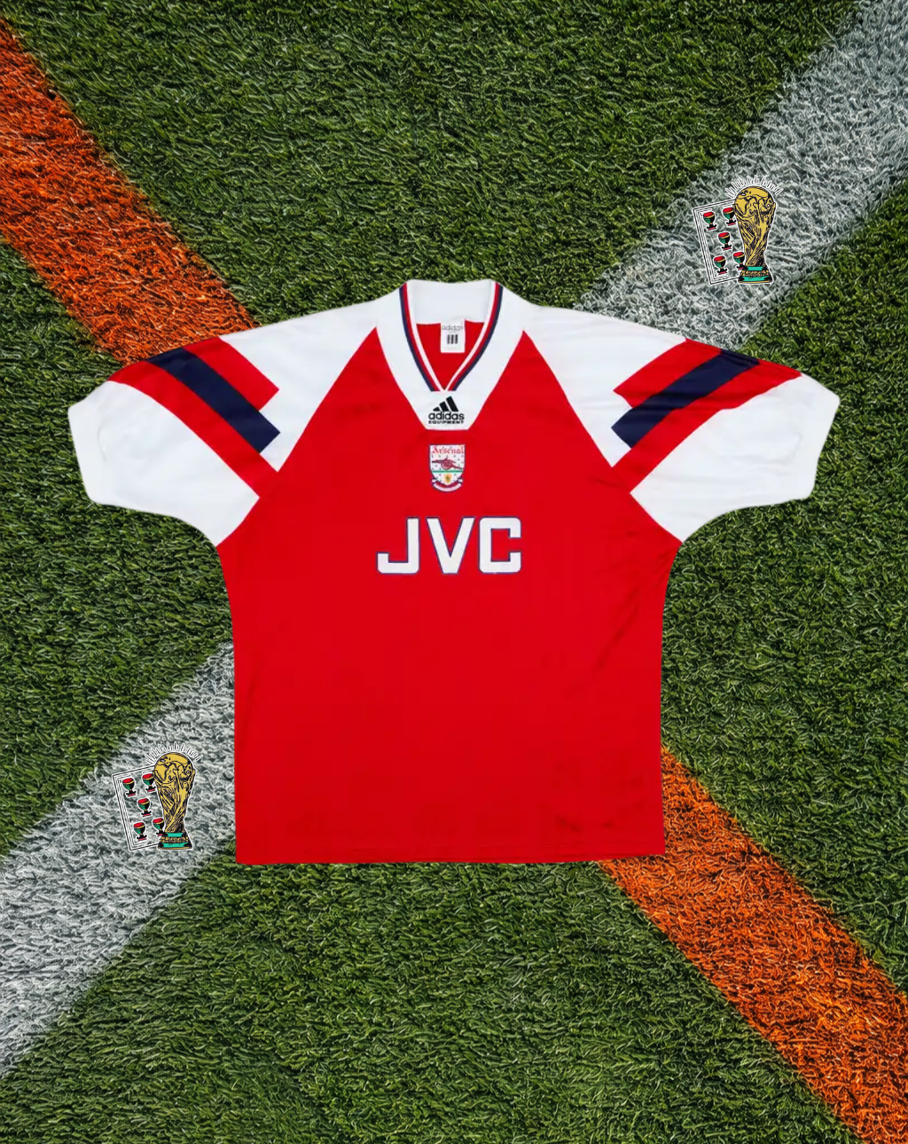 Arsenal 1992–94 Home Wright #8 – Adidas Red & White JVC Classic Football Shirt (Bruised Banana Era Styling Influence)