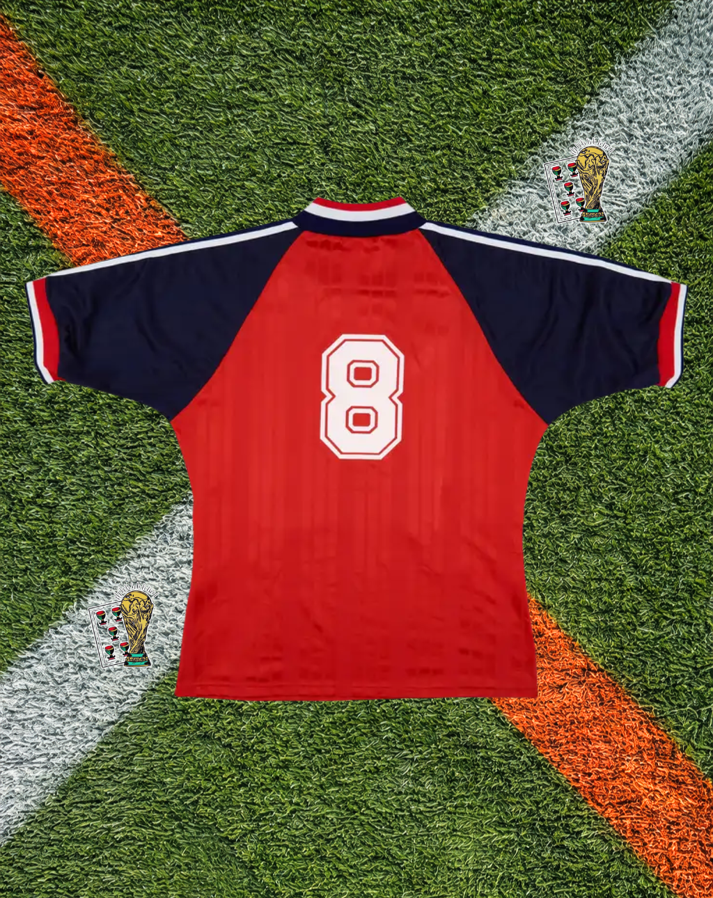 Norway 1994/1996 Home Jersey – Classic Red Geometric Watermark V-Neck