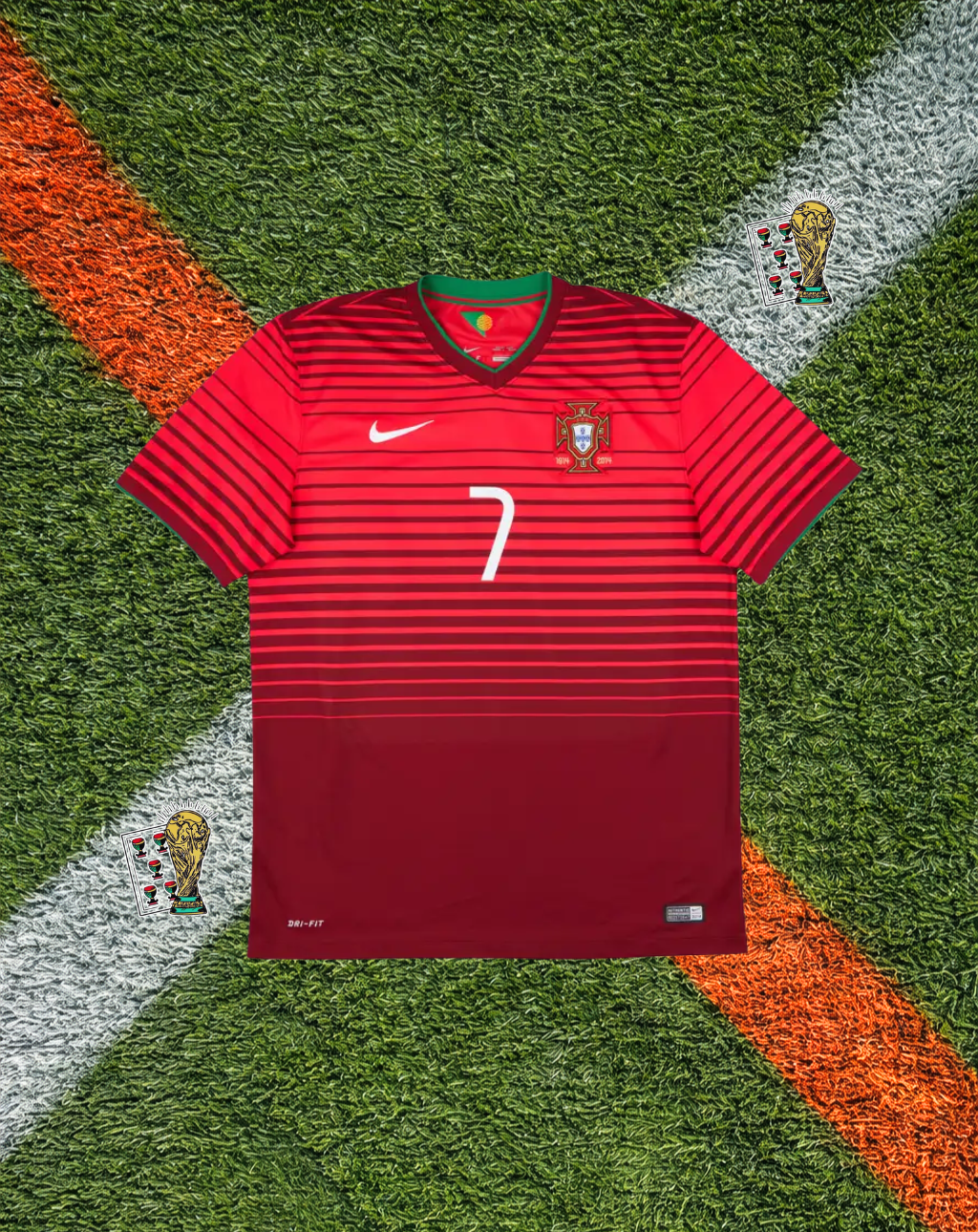 Portugal 2014 Home Jersey – Ronaldo #7 - Gradient Stripe V-Neck World Cup Edition
