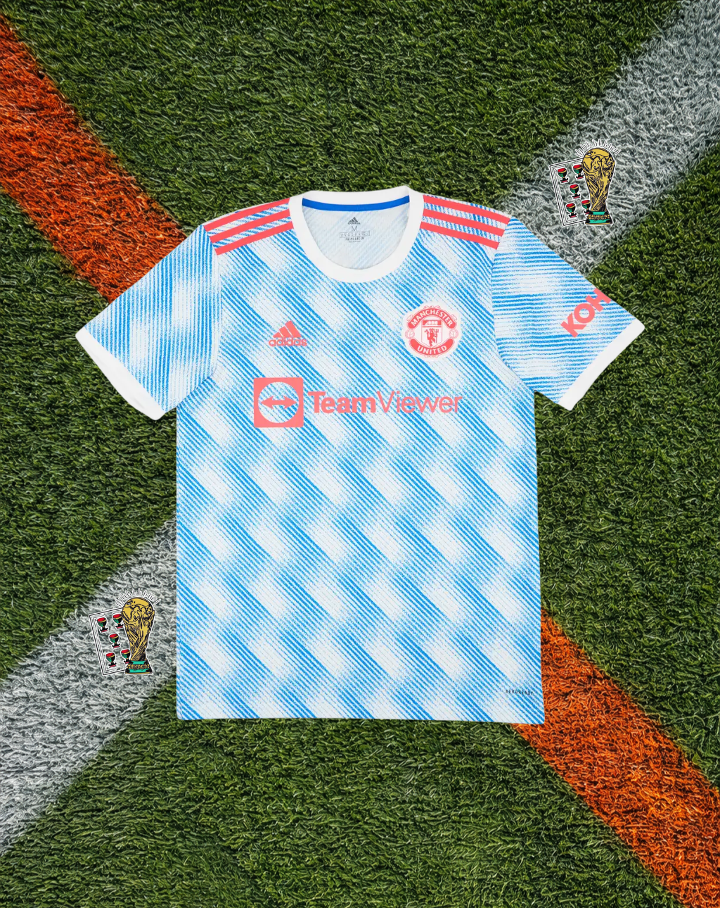 Manchester United 2021–22 Away Ronaldo #7 – Adidas Blue & White Retro Football Shirt TeamViewer Vintage