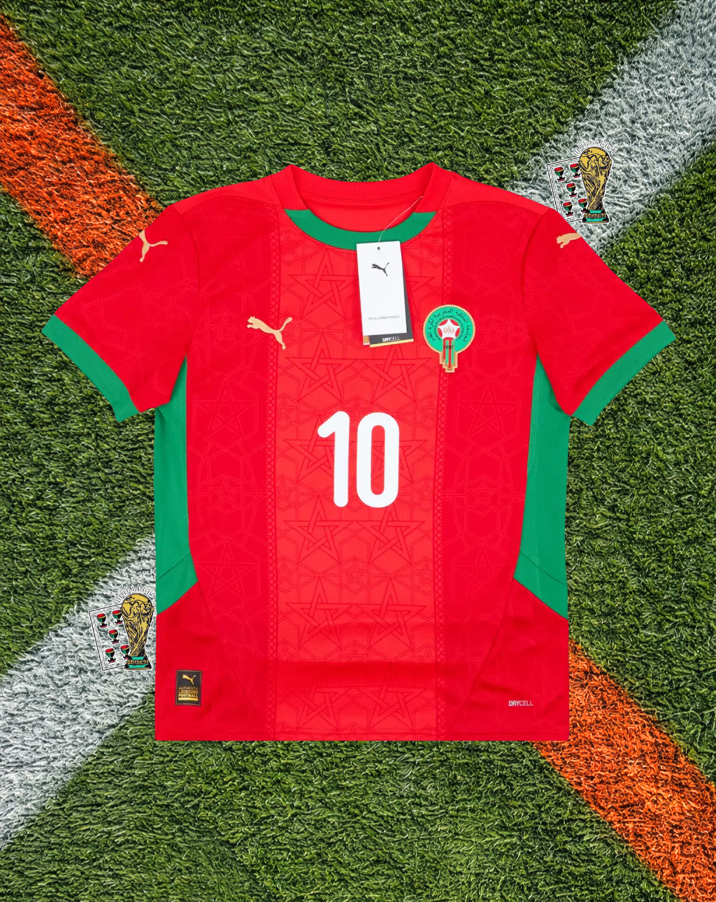 Morocco 2024/2025 Home Jersey -Red Zellige Geometric Star Pattern Crew Neck - Brahim #10 Edition