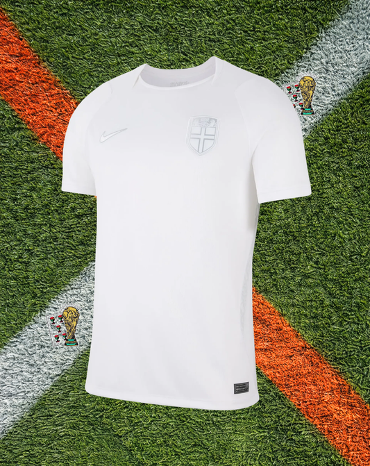 Norway 2026 Away Jersey –Triple White Nordic Cross Textured Crew Neck World Cup Edition