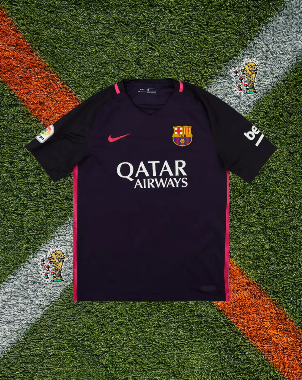 FC Barcelona 2016–17 Away Messi #10 – Nike Turquoise Classic Football Shirt Qatar Airways Vintage