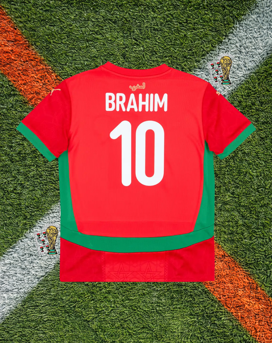 Morocco 2024/2025 Home Jersey -Red Zellige Geometric Star Pattern Crew Neck - Brahim #10 Edition