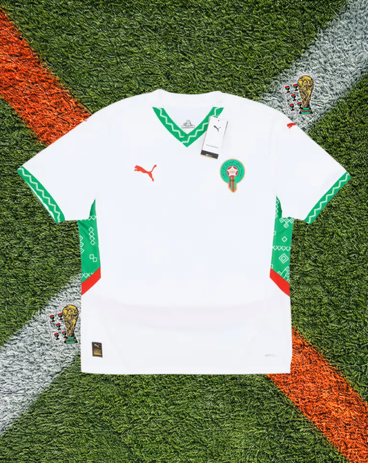 Morocco 2024/2025 Away Jersey -White Zellige Geometric Star Pattern Crew Neck