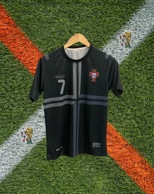 Portugal 2013–2014 Away Jersey – Ronaldo #7 -Black Cross-Bar Gradient Edition
