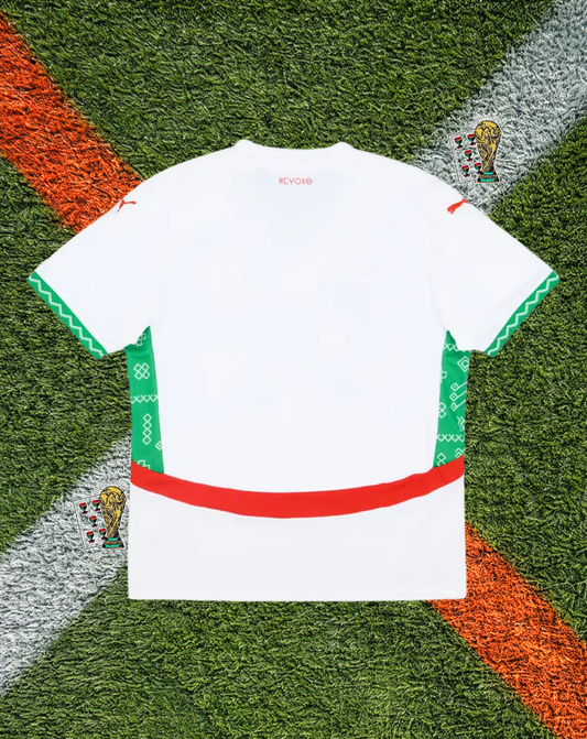Morocco 2024/2025 Away Jersey -White Zellige Geometric Star Pattern Crew Neck