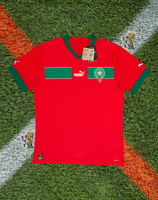 Morocco 2022 Home Jersey World Cup Qatar Edition - Retro Block Green Chest Band V-Neck