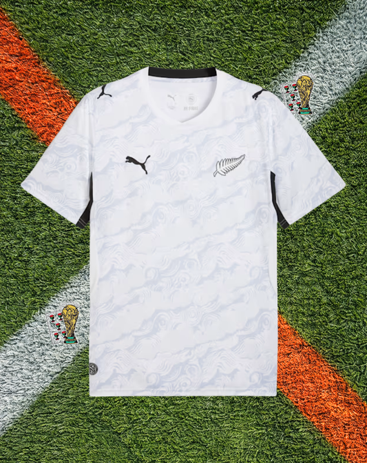 New Zealand 2026 Home Jersey- World Cup Edition - Crisp White Silver Fern Tonal Texture Crew Neck