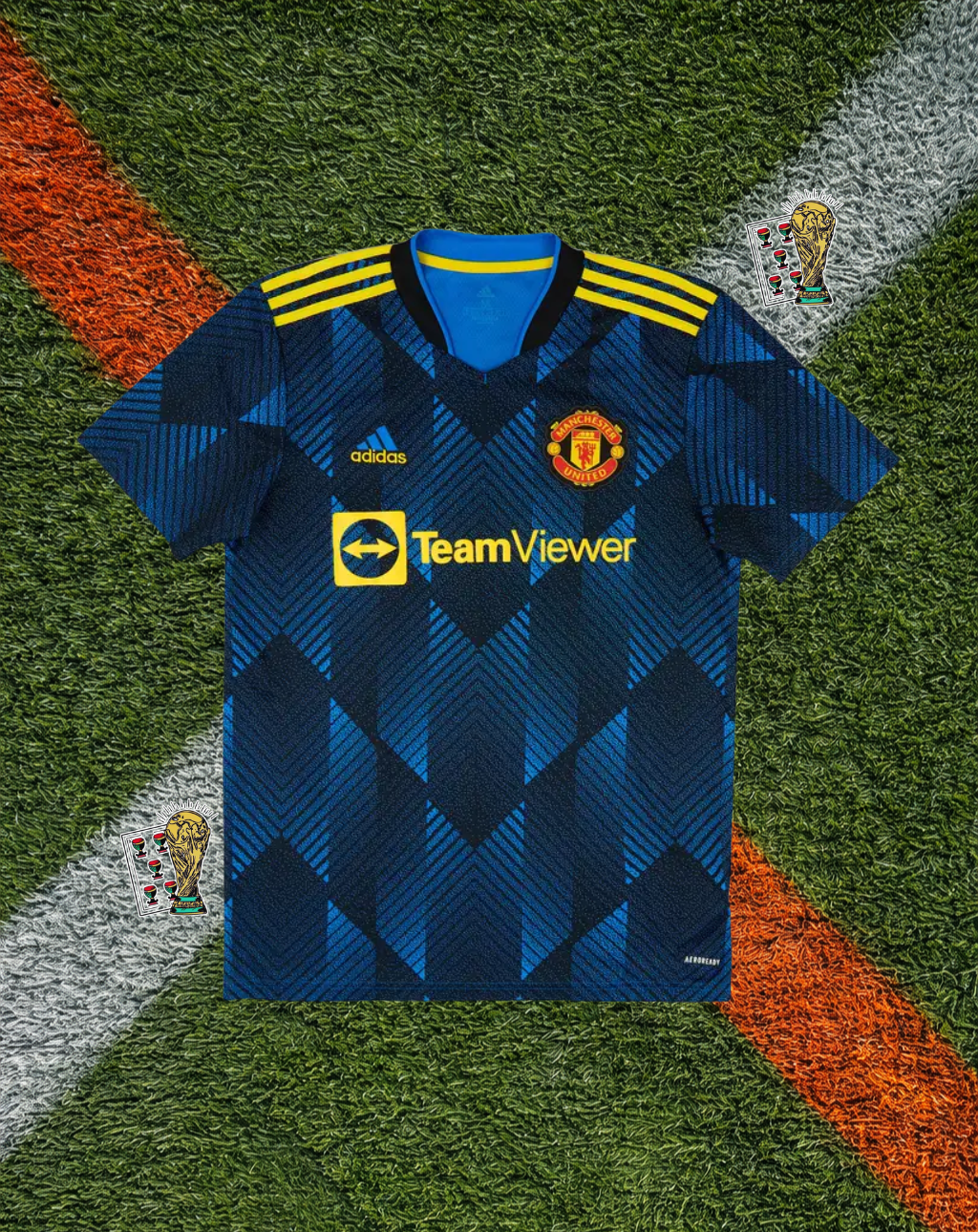 Manchester United 2021–22 Third Ronaldo #7 – Adidas Blue Retro Football Jersey TeamViewer