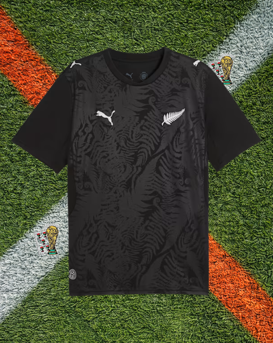 New Zealand 2026 Home Jersey- World Cup Edition - Crisp White Silver Fern Tonal Texture Crew Neck