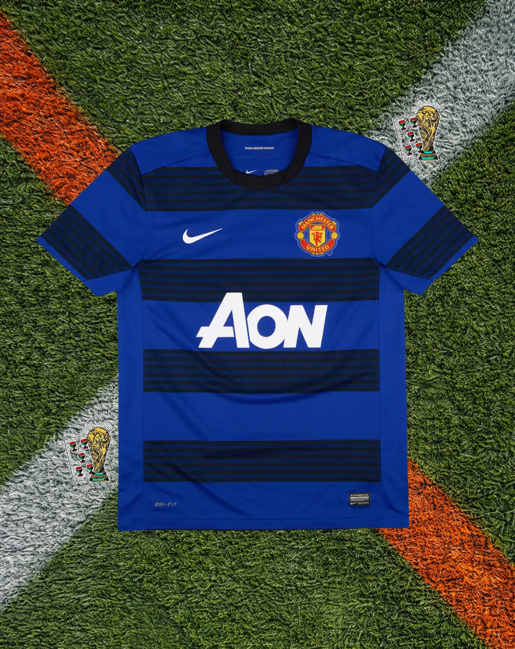 Manchester United 2011–13 Away Rooney #10 – Nike Blue/Black Retro Football Shirt AON