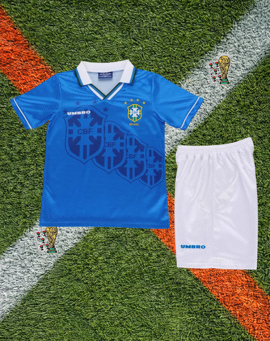Brazil 1993–94 Away Jersey – Iconic Umbro Blue Classic- Kids Version