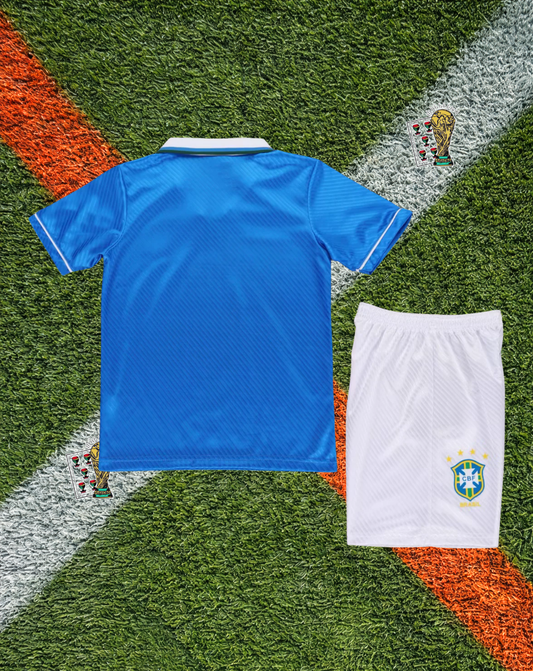 Brazil 1993–94 Away Jersey – Iconic Umbro Blue Classic- Kids Version