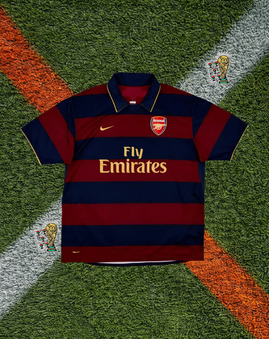 Arsenal FC 2007–08 Third van Persie #11 – Nike Red & Blue Striped Fly Emirates Classic Football Shirt