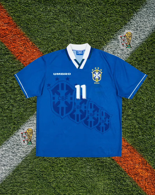 Brazil 1993–94 Away Jersey – Romário #11 – Iconic Umbro Blue Classic