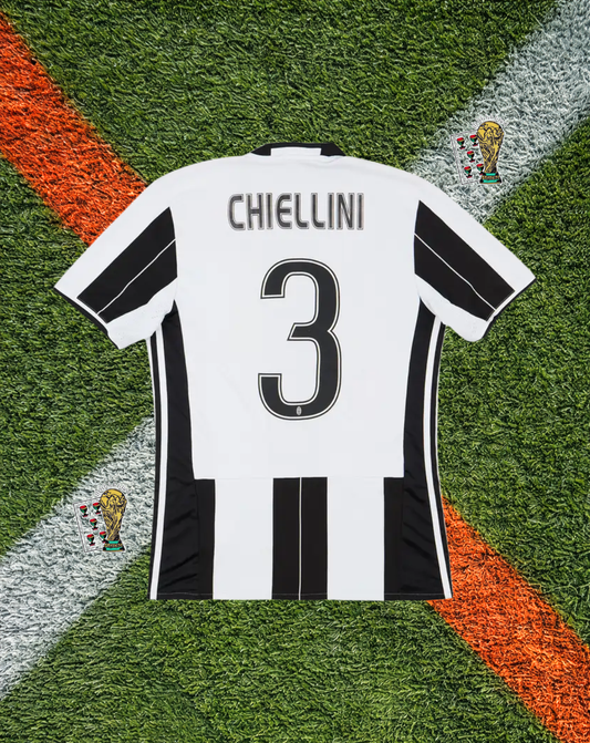 Juventus 2016–17 Home Jersey – Chiellini #3- Adidas Black & White Classic