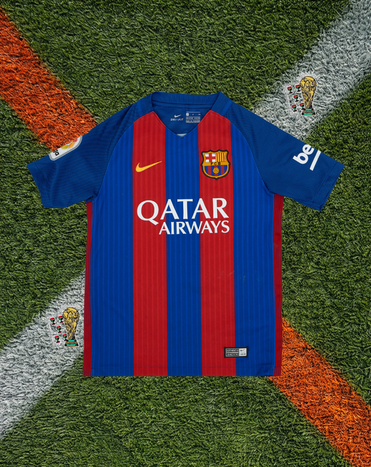 Barcelona 2016–17 Home Messi #10 – Nike Qatar Airways Blaugrana Stripe Shirt