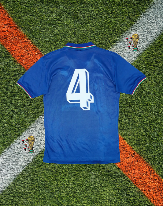 Italy 1990 Home Jersey #4 – World Cup Italia ’90 Classic Azzurri Shirt