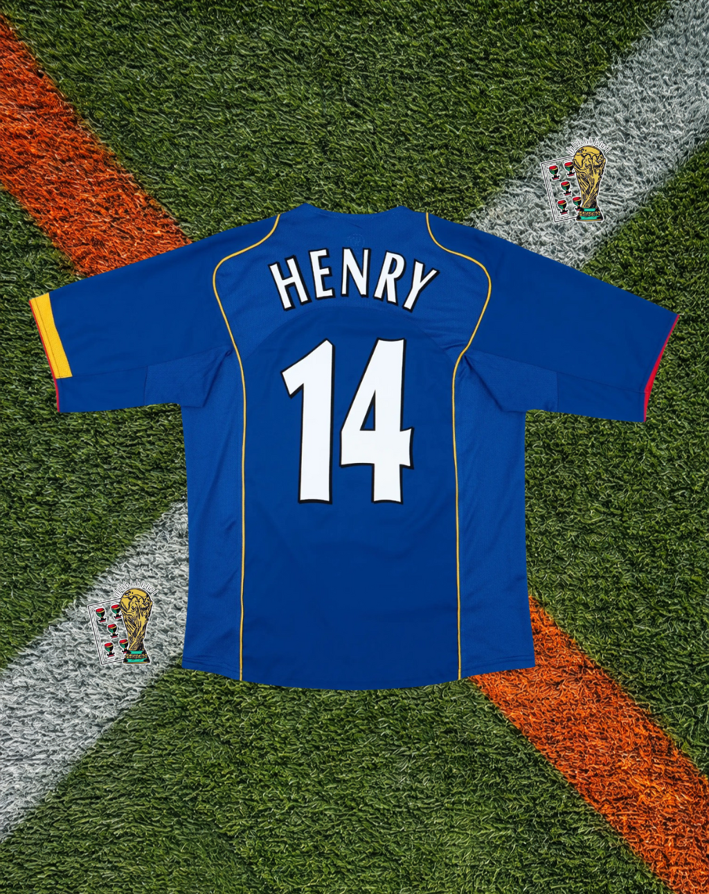 Blue O2 Arsenal Kit Arsenal FC 2004–06 Away Henry #14 – Nike Blue & Yellow O2 Classic Foot ...