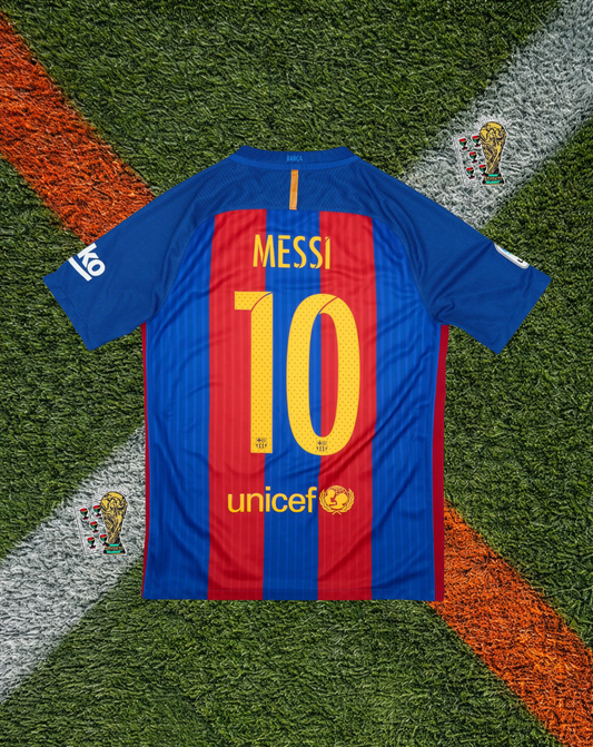 Barcelona 2016–17 Home Messi #10 – Nike Qatar Airways Blaugrana Stripe Shirt