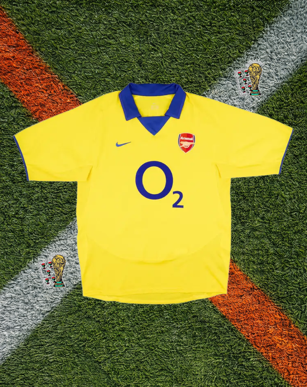 Arsenal 2003–05 Away Vieira #4 – Nike Yellow & Blue Classic Football Shirt O2 Vintage