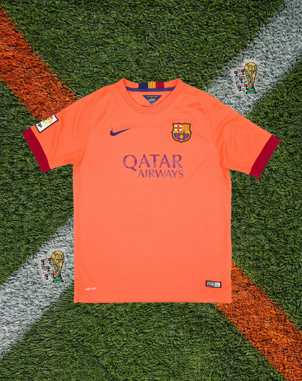 Barcelona 2014–15 Away Messi #10 – Nike Orange & Crimson Qatar Airways Classic Football Shirt