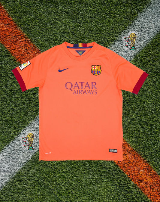 Barcelona 2014–15 Away Messi #10 – Nike Orange & Crimson Qatar Airways Classic Football Shirt