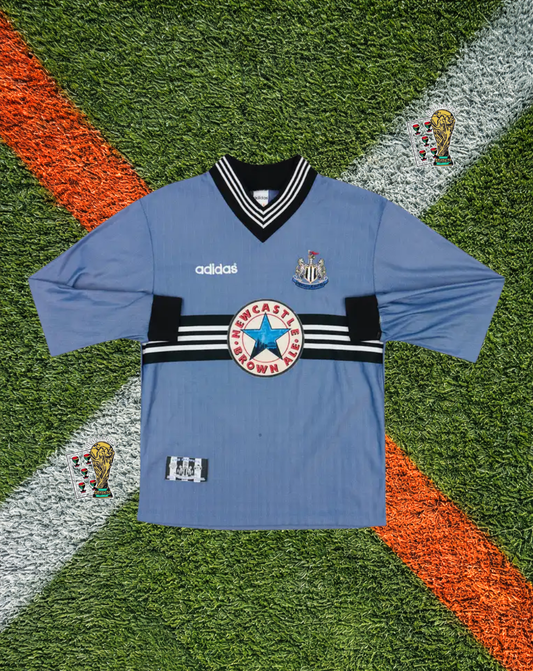 Newcastle United 1996-1997 Away Jersey – ASPRILLA #11- "Denim Kit & Converse Sponsor Long Sleeve Edition