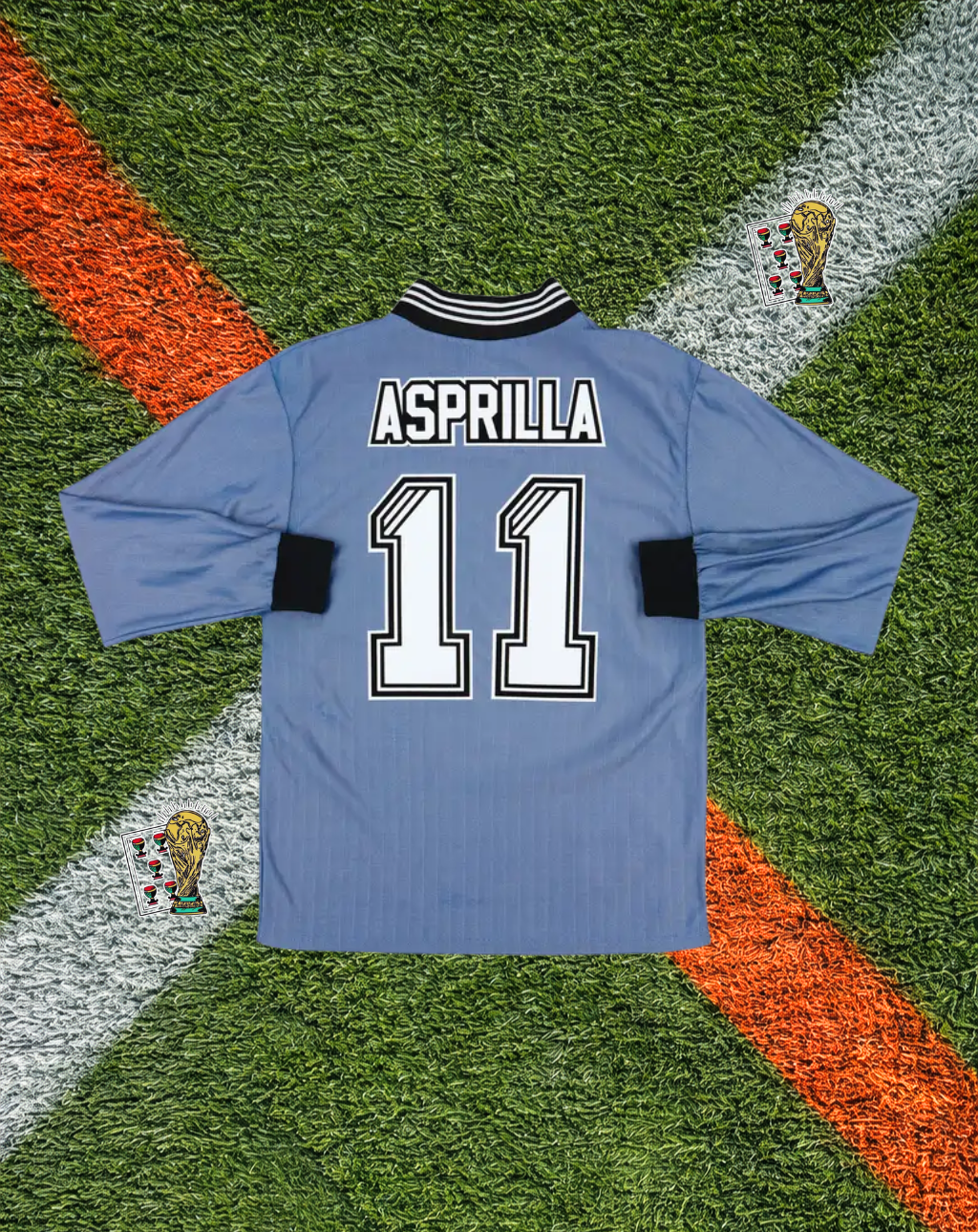 Newcastle United 1996-1997 Away Jersey – ASPRILLA #11- "Denim Kit & Converse Sponsor Long Sleeve Edition