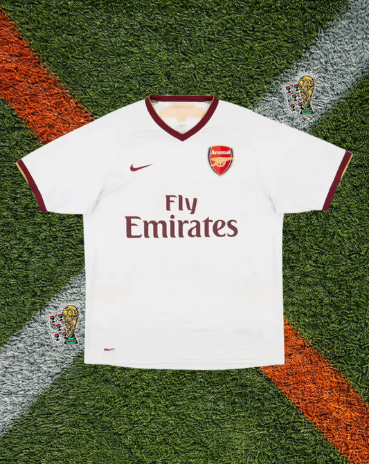 Arsenal 2007–08 Away Fabregas #4 – Nike White & Red O2 Classic Football Shirt