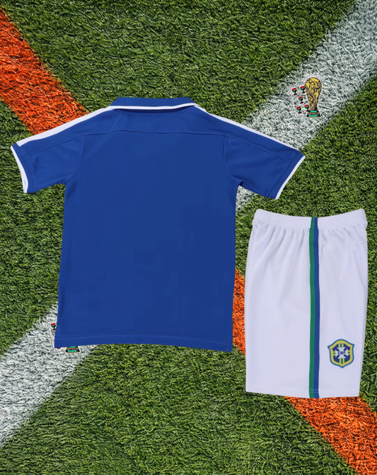 Brazil 1997/1998 Away - Nike Retro Royal Blue Vibrant Yellow Shoulder Accent Stripe- Kids Version