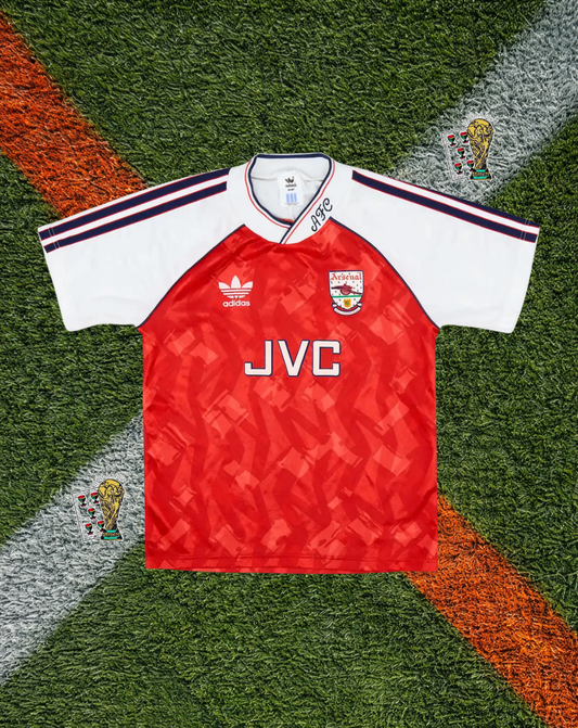 Arsenal FC 1990–92 Home Adams #6 – Adidas Red & White JVC Classic Football Shirt