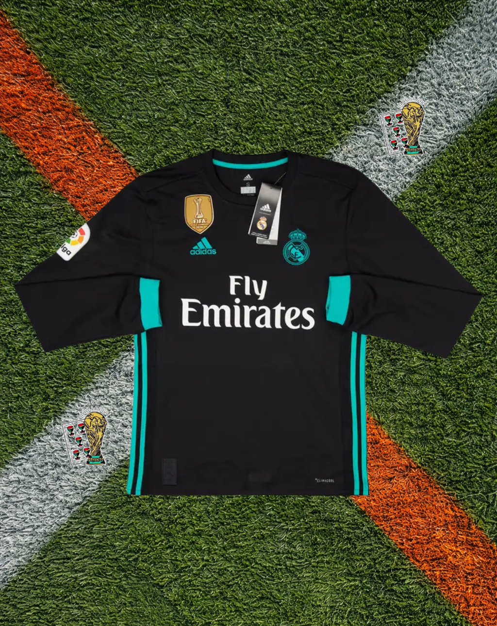 Real Madrid 2017–18 Away Long Sleeve Ronaldo #7 – Adidas Black & Teal