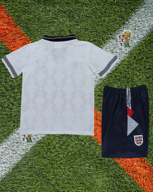 England 1990 Home Jersey –  Classic White Tonal Diamond- Youth Edition