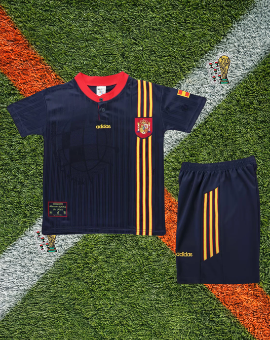 Spain 1996 Away Jersey – Navy Blue Base EURO 96 Edition- Kids Edition