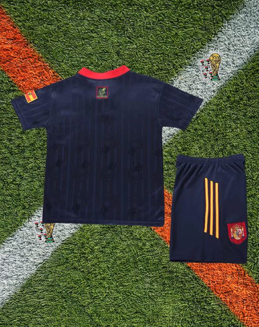 Spain 1996 Away Jersey – Navy Blue Base EURO 96 Edition- Kids Edition