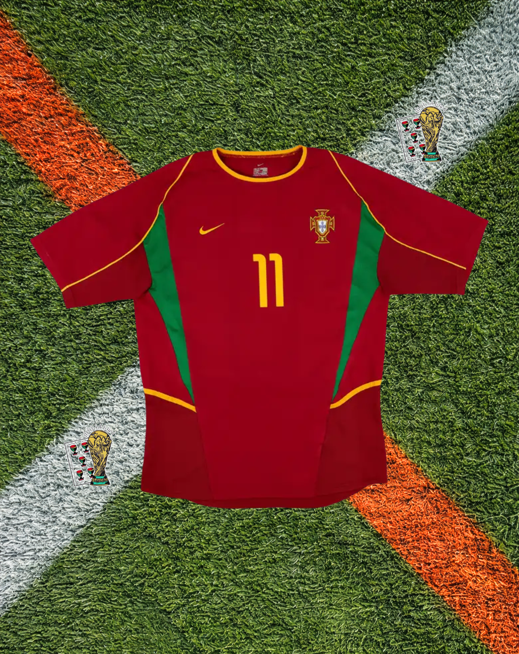 Portugal 2002-2004 Home Jersey – Figo #7 -Deep Red & Emerald Panel World Cup Edition