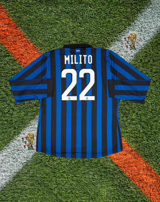 Inter Milan 2011-2012 Home Jersey –  MILITO #22 - "Pirelli"Edition- Long Sleeve