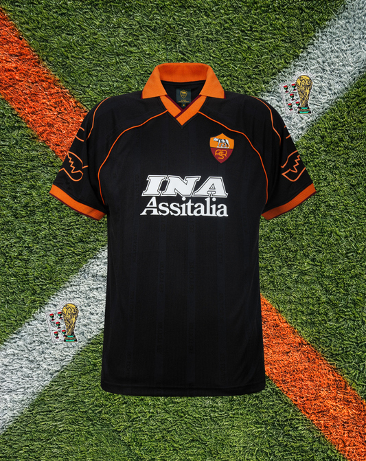 AS Roma 1999-2000 Third Jersey – Totti #10- Diadora "Black Lupetto Edition