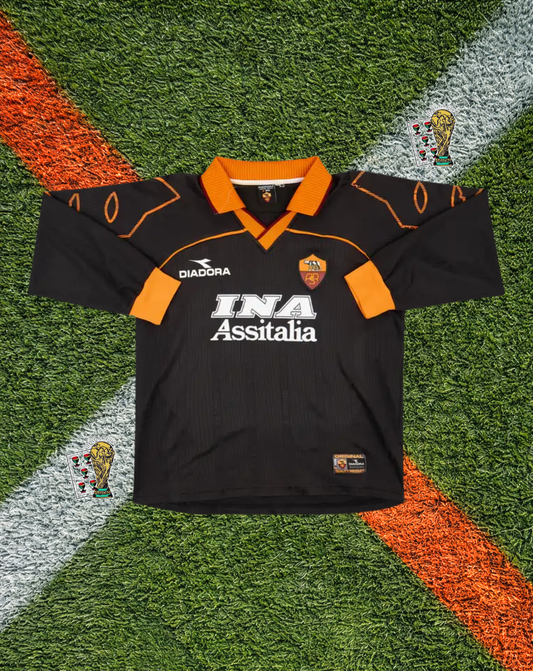 AS Roma 1999-2000 Third Jersey – Totti #10- Diadora "Black Lupetto - Long Sleeeve edition